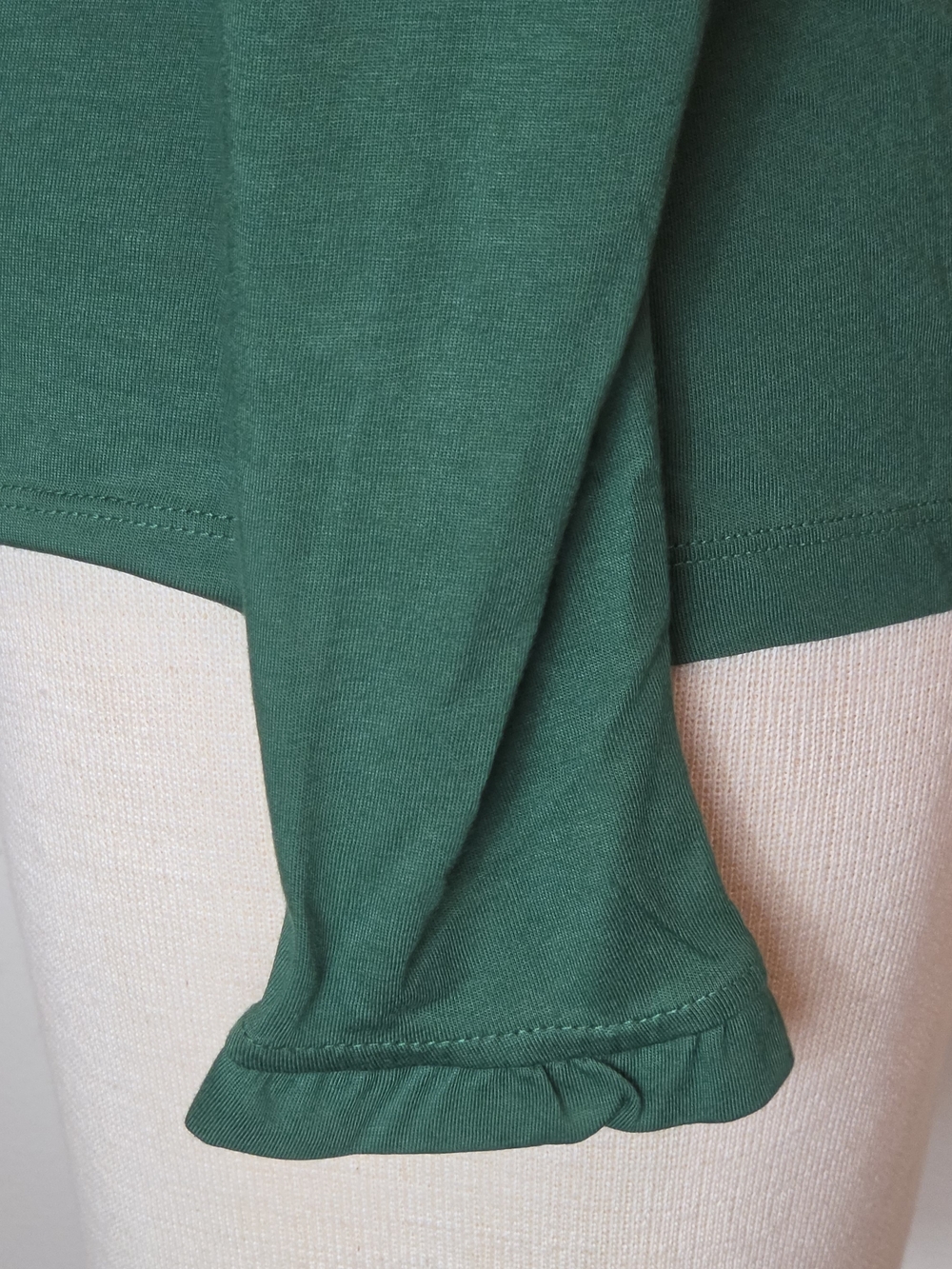 Boden Ruffle Long Sleeve Top Size 0 NWT Emerald Green Jersey Minimalist Frill - Picture 8 of 13